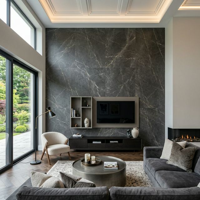 Marble feature wall tiles Dublin living room